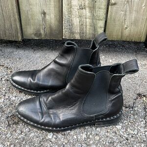 MAGUIRE Montreal designer black leather studded ankle boots, size 38 *as is